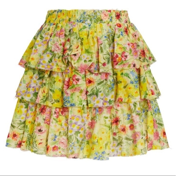 Loveshackfancy NWT Brynlee Skirt in Rainbow Skies Floral Print Mini Ruffle Skirt - Picture 2 of 9